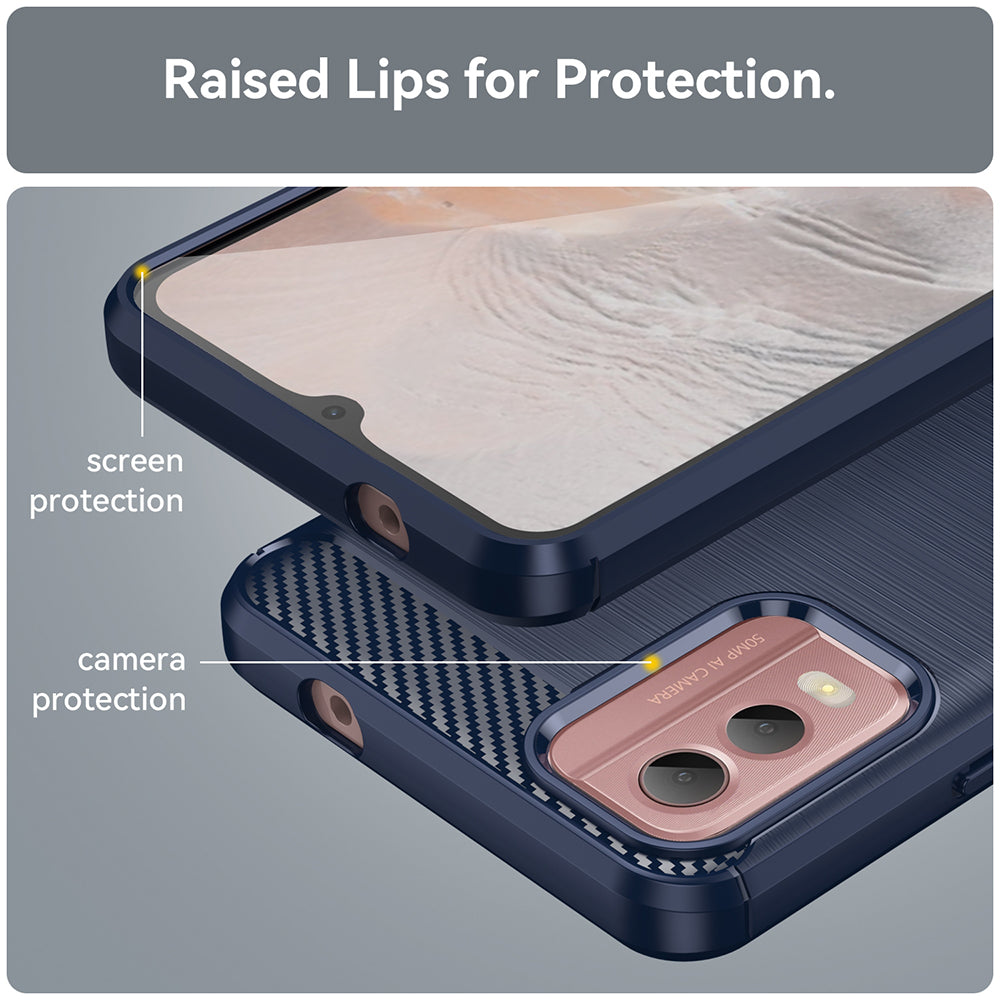 Coque pour Nokia C32, Techsuit, Carbone, Bleue