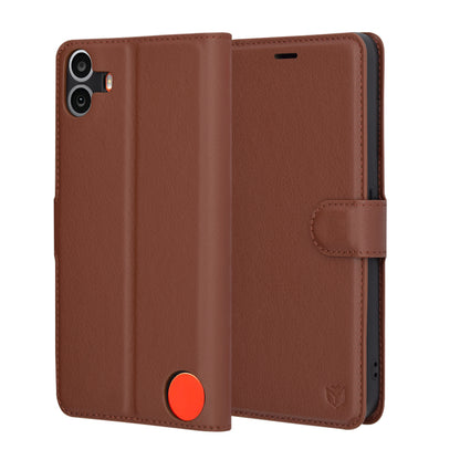 Coque pour Nothing CMF Phone 1, Techsuit, Leather Folio, Marron