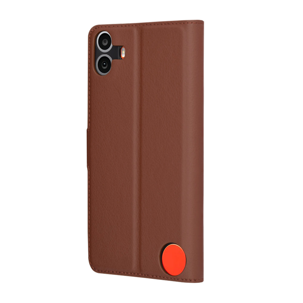 Coque pour Nothing CMF Phone 1, Techsuit, Leather Folio, Marron