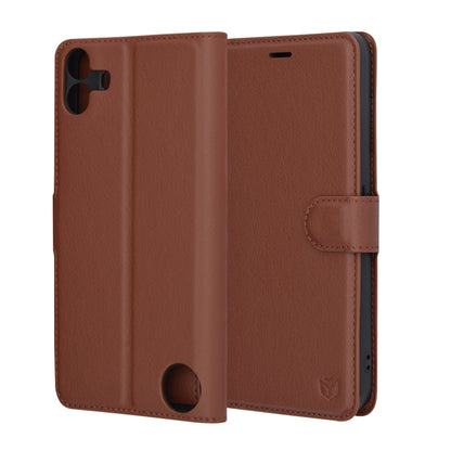 Coque pour Nothing CMF Phone 1, Techsuit, Leather Folio, Marron