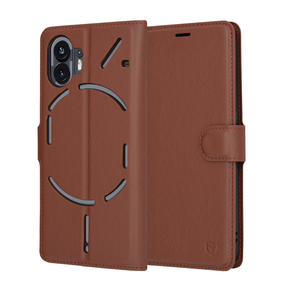 Coque pour Nothing Phone (2), Techsuit, Leather Folio, Marron