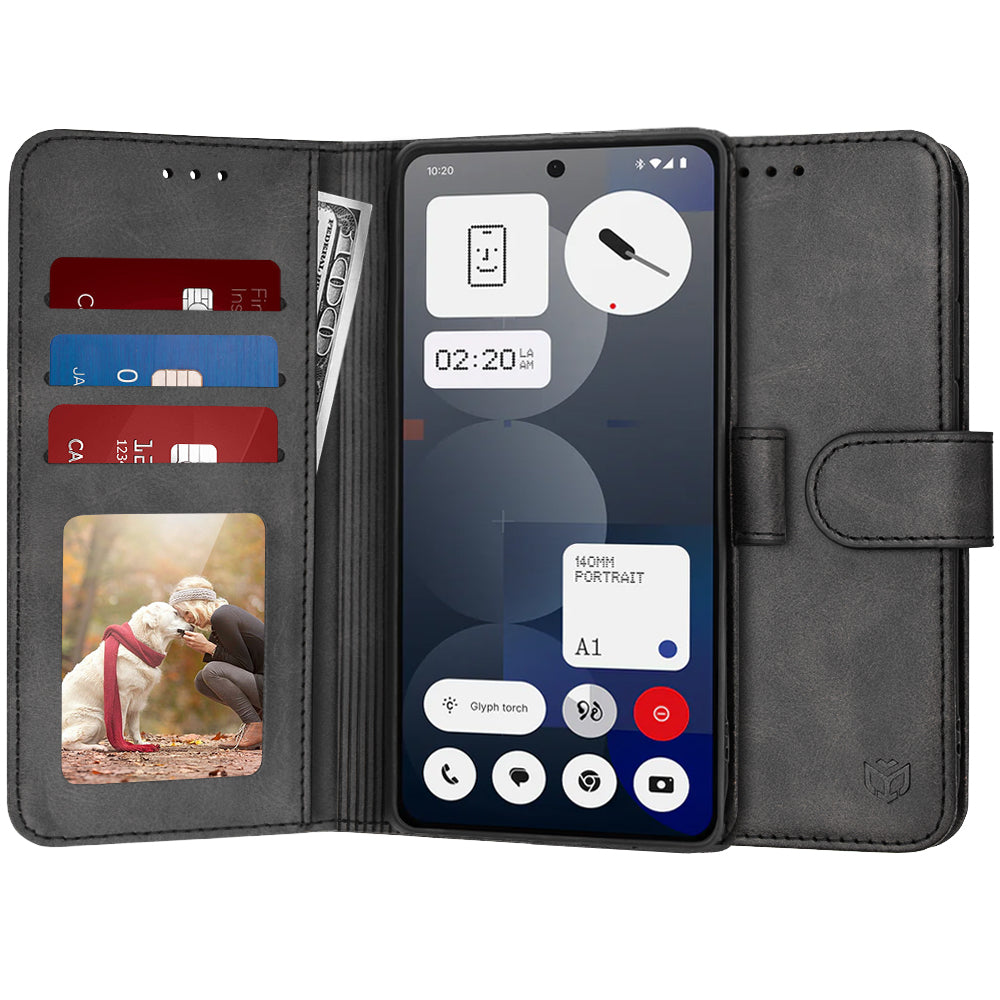 Case for Nothing Phone (3a) Pro, Techsuit, Diary Book, Black