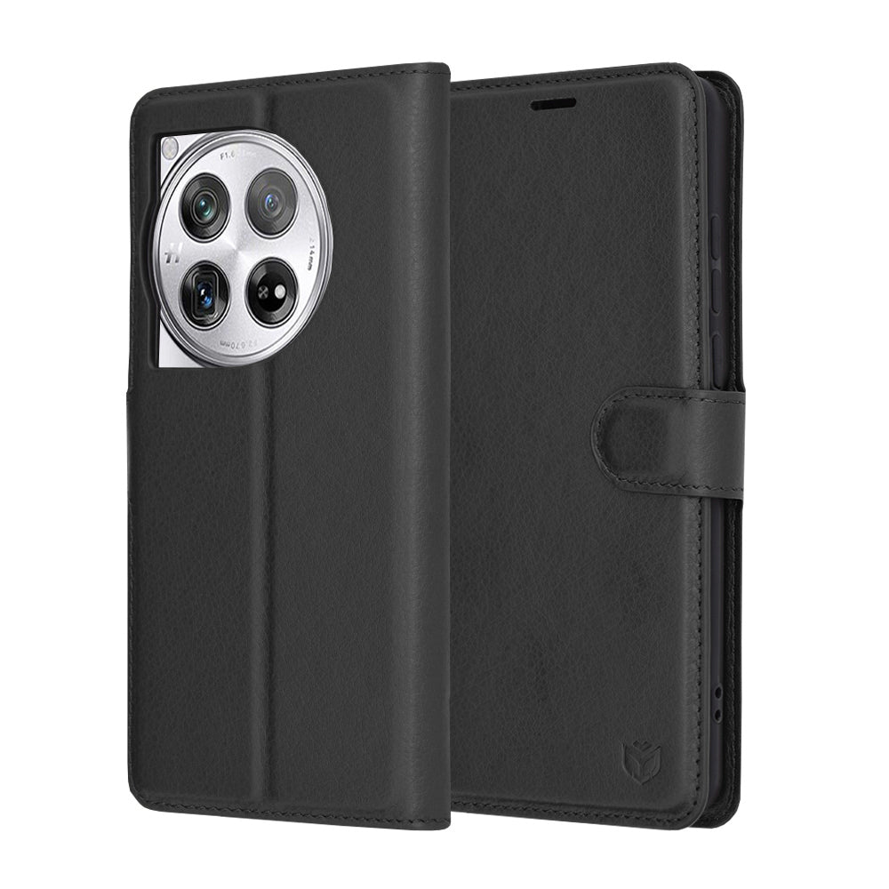 Case for OnePlus 12, Techsuit, Leather Folio, Black