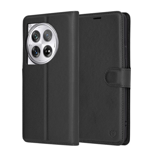 Coque pour OnePlus 12, Techsuit, Leather Folio, Noire