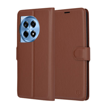 Coque pour OnePlus 12R, Techsuit, Leather Folio, Marron
