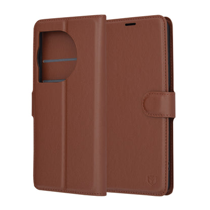 Coque pour OnePlus 12R, Techsuit, Leather Folio, Marron
