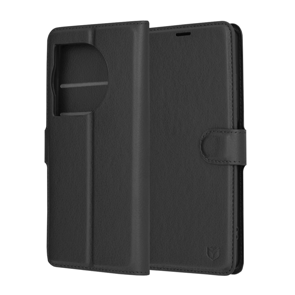 Coque pour OnePlus 12R, Techsuit, Leather Folio, Noire
