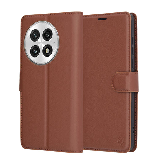 Coque pour OnePlus 13, Techsuit, Leather Folio, Marron