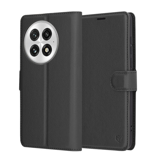 Coque pour OnePlus 13, Techsuit, Leather Folio, Noire
