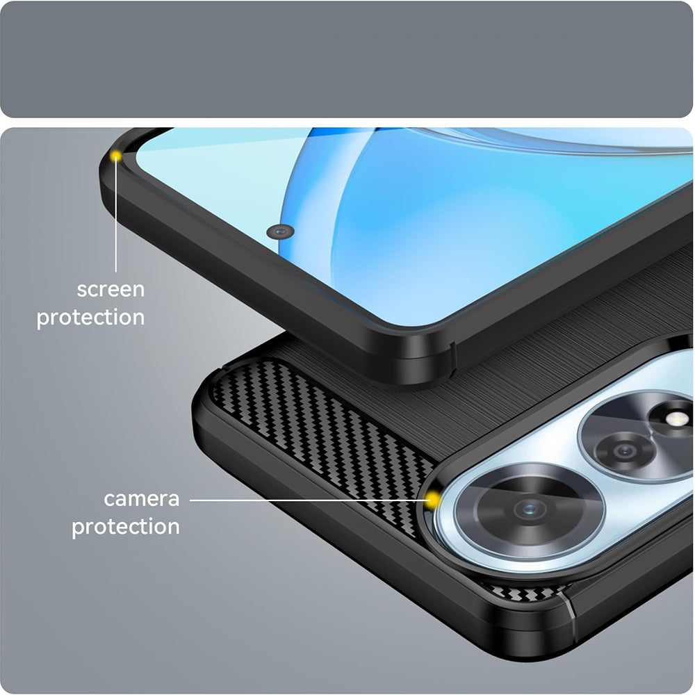 Coque pour Oppo A60, Techsuit, Carbone, Noire