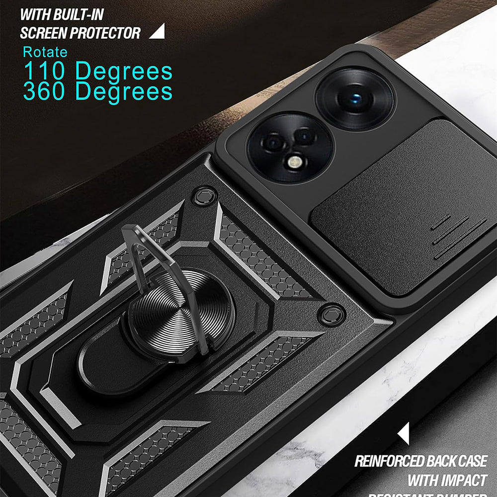 Housse pour Oppo A98, Techsuit, CamShield, Noire