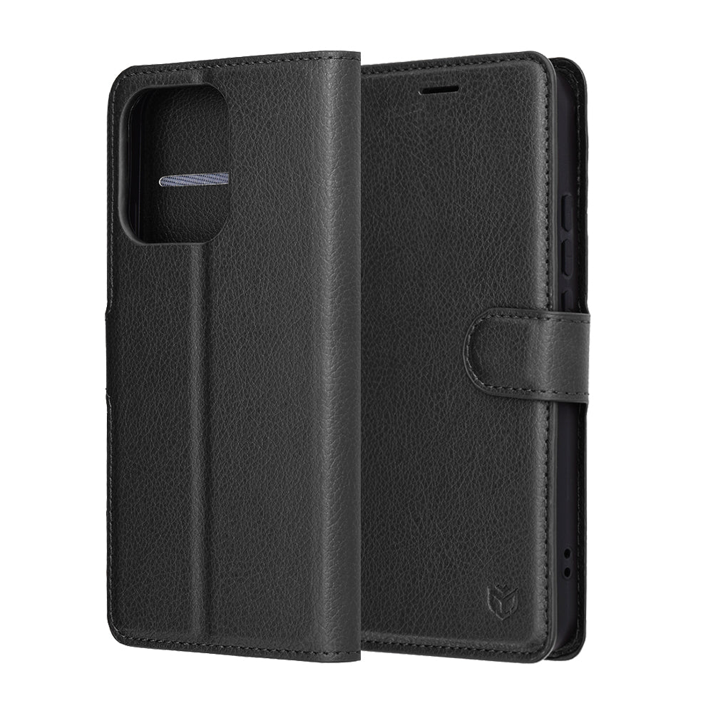 Étui pour Oppo Reno14, Techsuit, Leather Folio, Noir