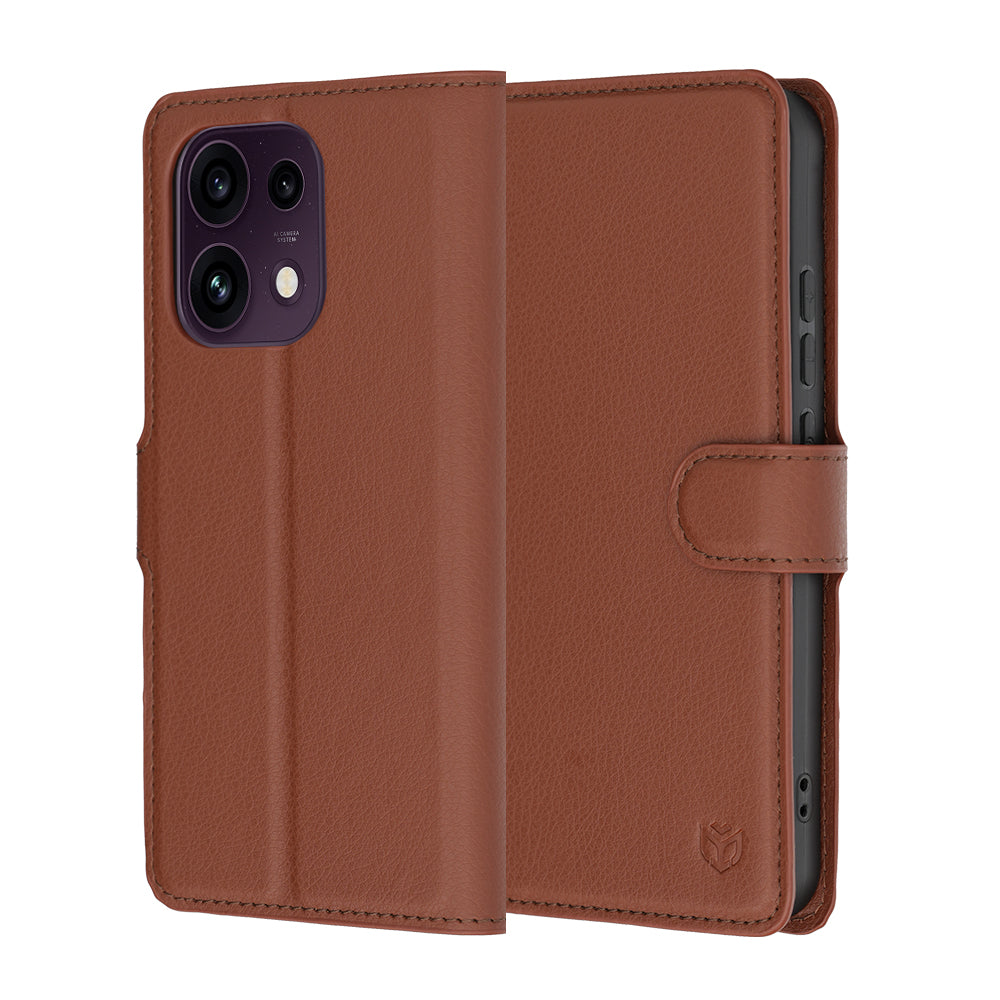 Coque pour Oppo Reno16 F / Reno16 FS, Techsuit, Folio en cuir, Marron