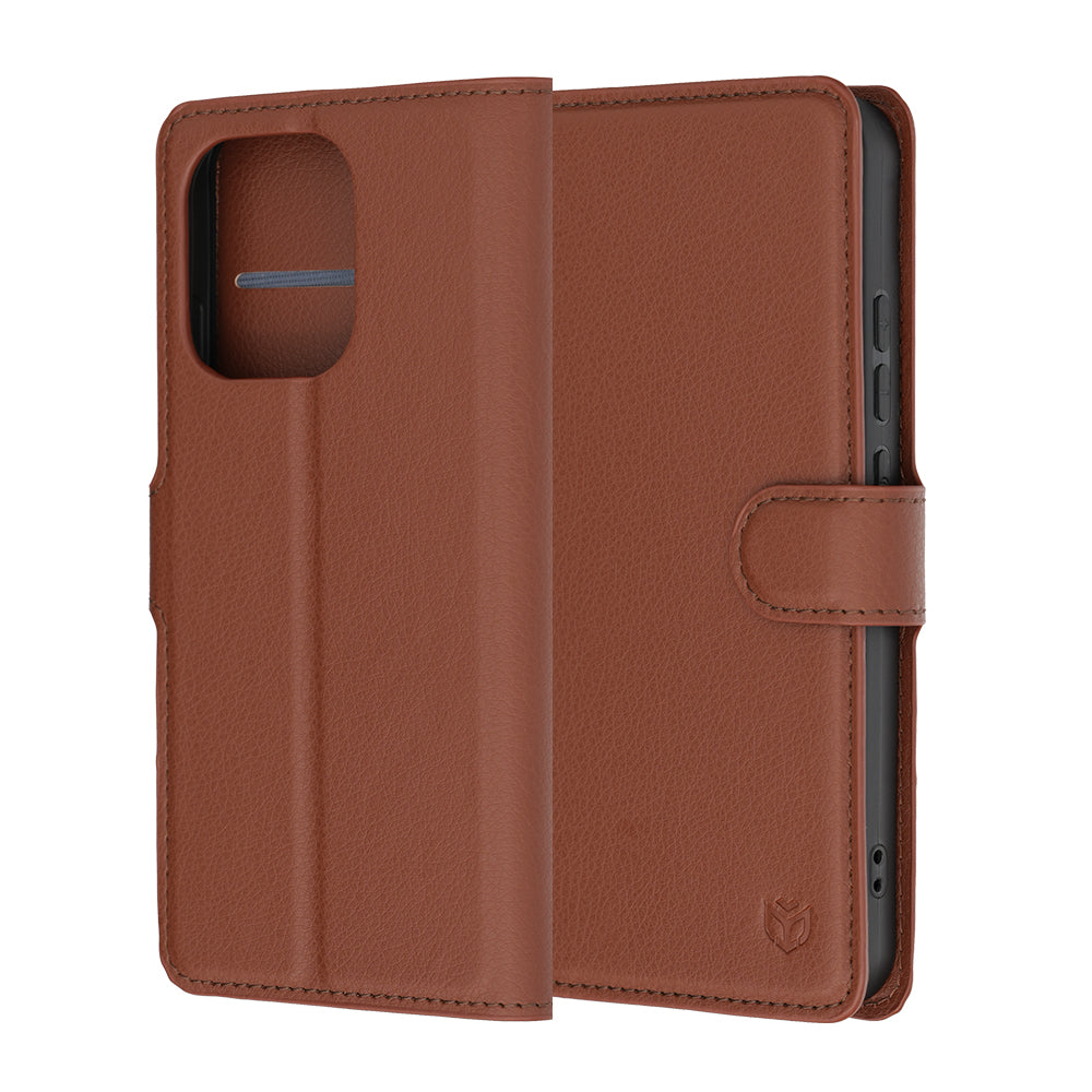 Coque pour Oppo Reno16 F / Reno16 FS, Techsuit, Folio en cuir, Marron