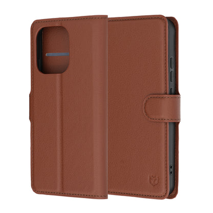 Coque pour Oppo Reno16 F / Reno16 FS, Techsuit, Folio en cuir, Marron