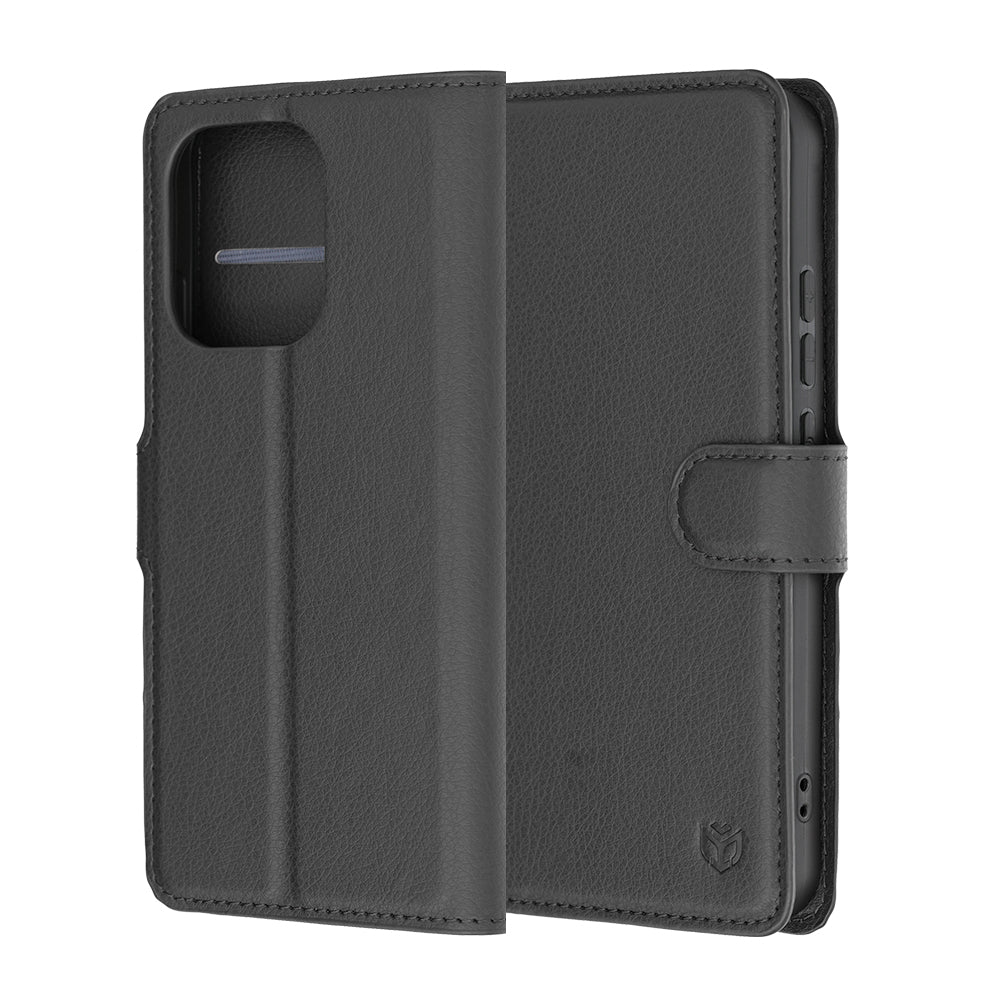 Coque pour Oppo Reno16 F / Reno16 FS, Techsuit, Folio en cuir, Noire