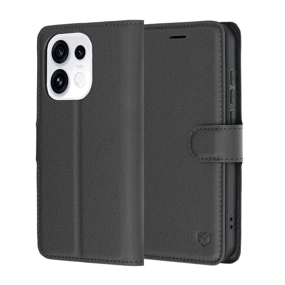 Coque pour Oppo Reno16 Pro, Techsuit, Leather Folio, Noire