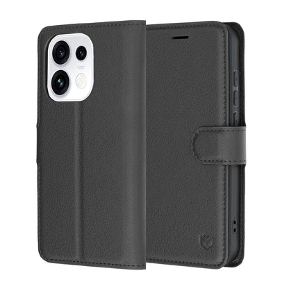 Coque pour Oppo Reno16 Pro, Techsuit, Leather Folio, Noire