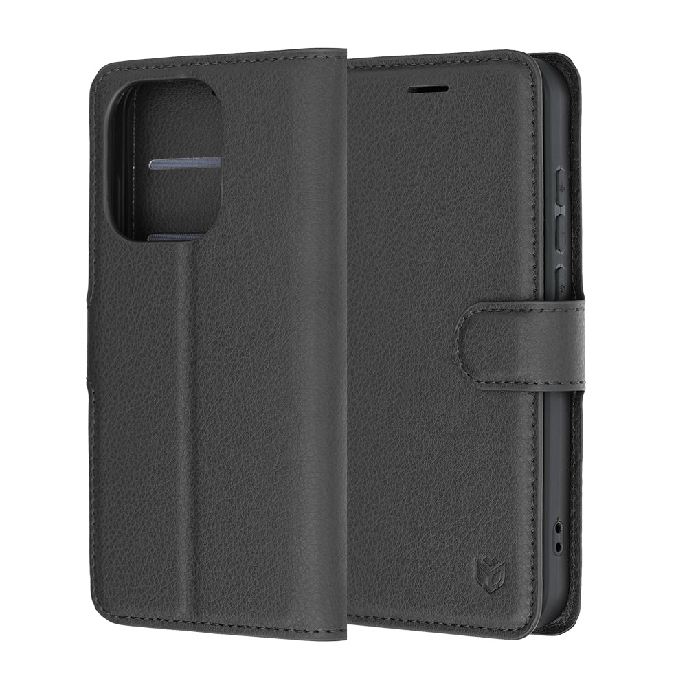 Coque pour Oppo Reno16 / Reno16 Pro, Techsuit, Leather Folio, Noire