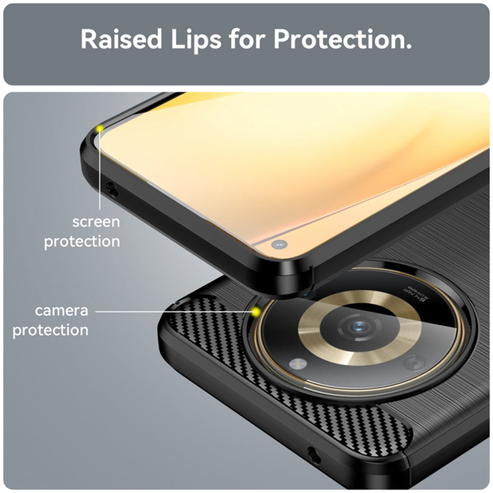 Coque pour Realme 11 4G, Techsuit, Carbone, Noire