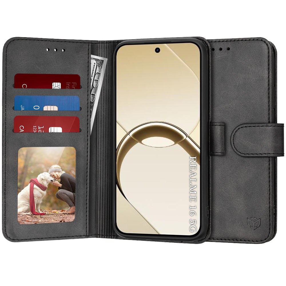 Coque pour Realme 16, Techsuit, Diary Book, Noire