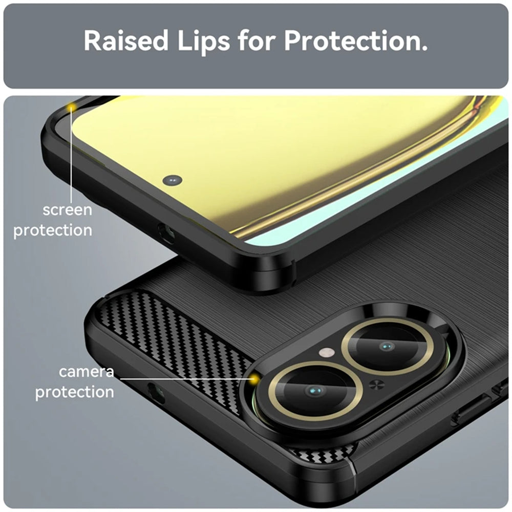 Coque pour Realme C67 4G, Techsuit, Carbone, Noire