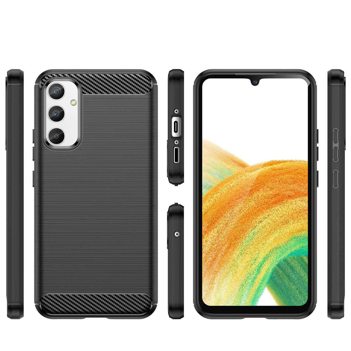 Coque pour Samsung Galaxy A34 A346, OEM, Carbone, Noire