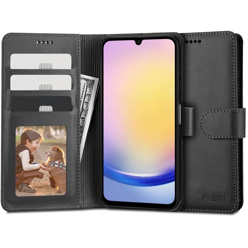 Étui pour Samsung Galaxy A25 A256, Tech-Protect, portefeuille, noir 