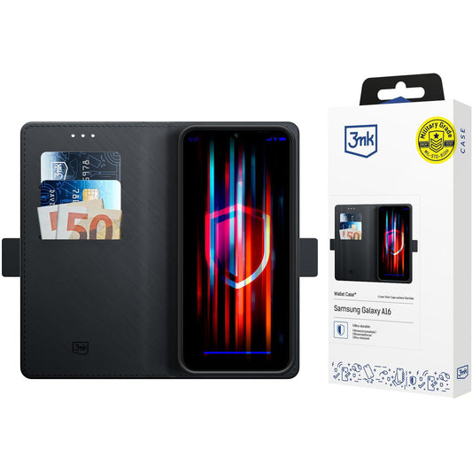 Coque pour Samsung Galaxy A16 5G A166 / A16 4G A165, 3MK, Portefeuille, Noire