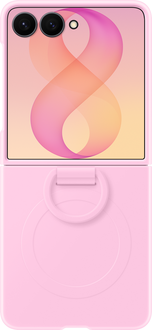 Coque pour Samsung Galaxy Z Flip8 F776, Silicone Ring Magnet, Rose EF-EF776CVEGWW
