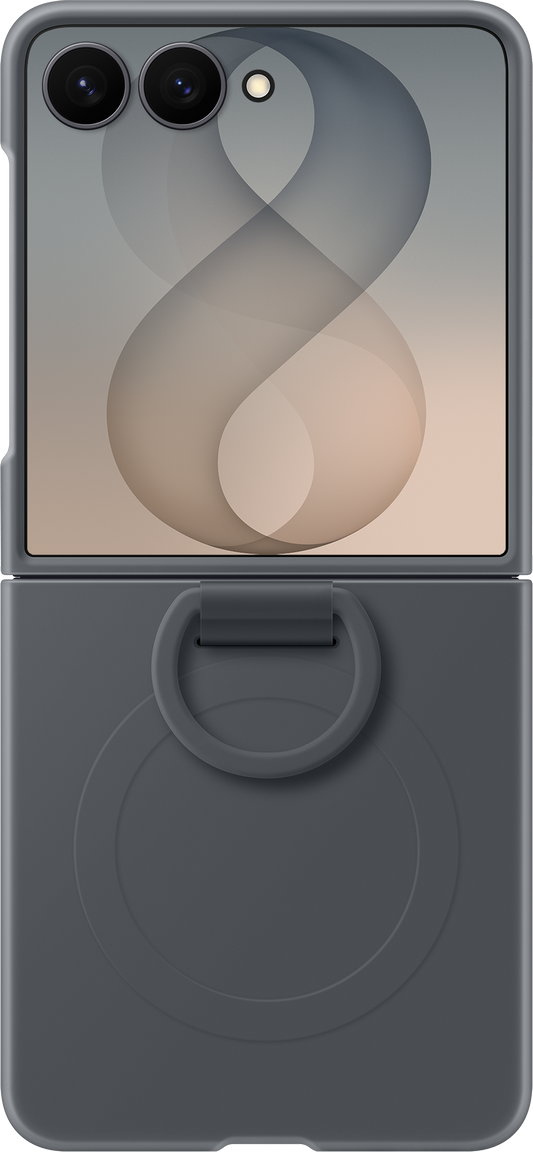 Coque pour Samsung Galaxy Z Flip8 F776, Silicone Ring Magnet, Noire EF-EF776CBEGWW