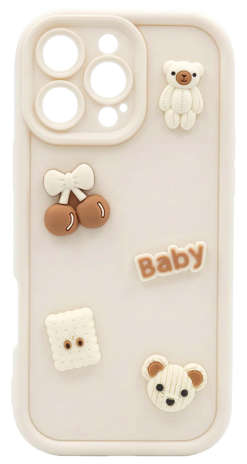 Coque pour Samsung Galaxy S25 S931, OEM, Ultra Trendy 3D Bear, Beige