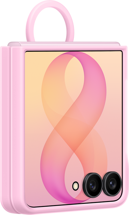 Coque pour Samsung Galaxy Z Flip8 F776, Silicone Ring Magnet, Rose EF-EF776CVEGWW