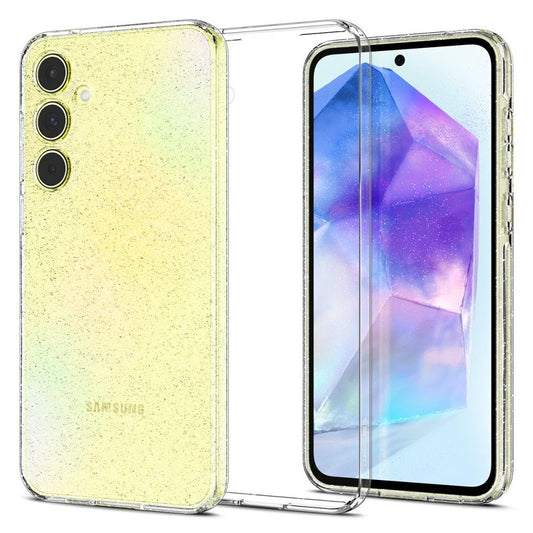 Etui pour Samsung Galaxy A55 5G A556, Spigen, Liquid Crystal Glitter, Transparent ACS07538 