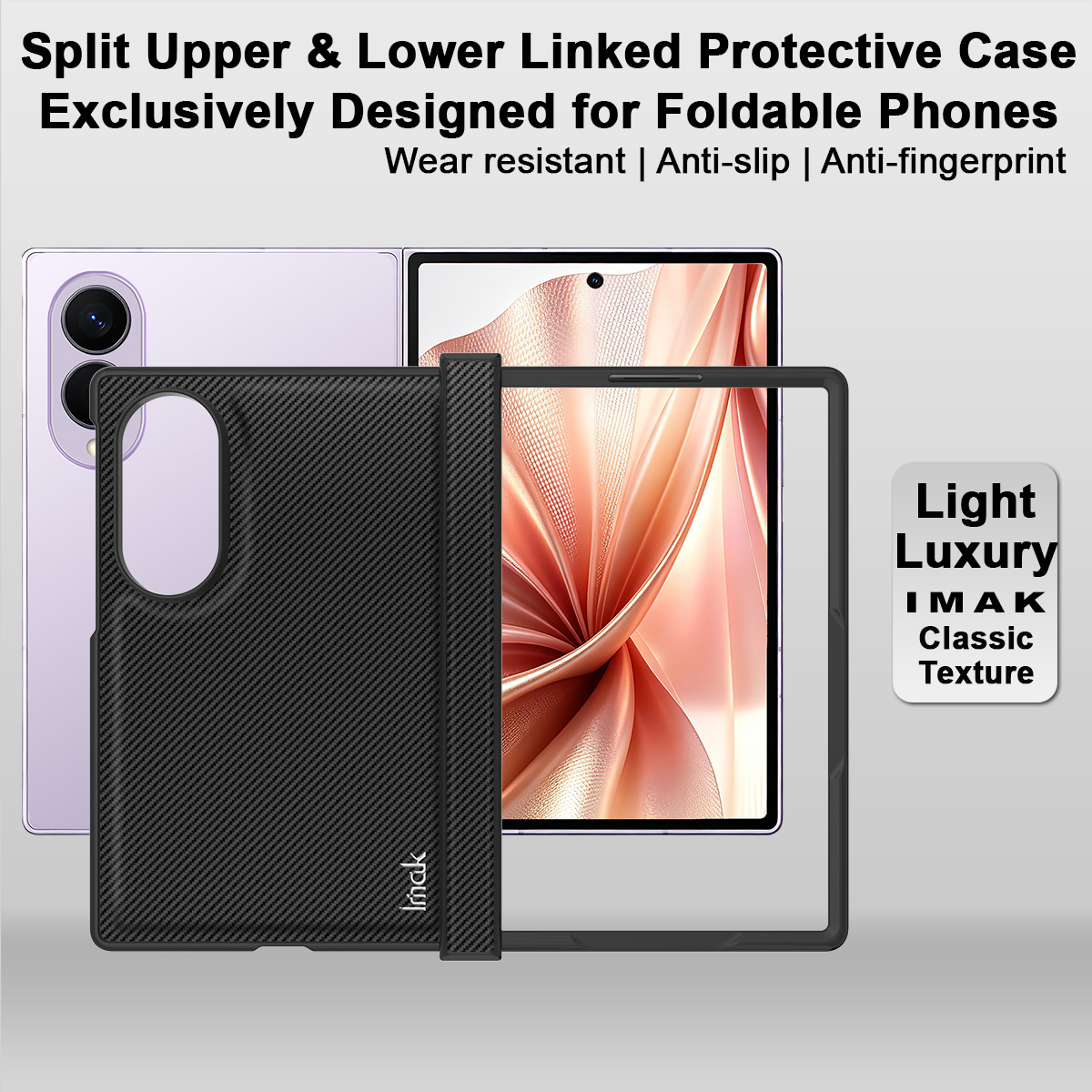 Coque pour Samsung Galaxy Z Fold8 F971, Imak, Carbone, Noire