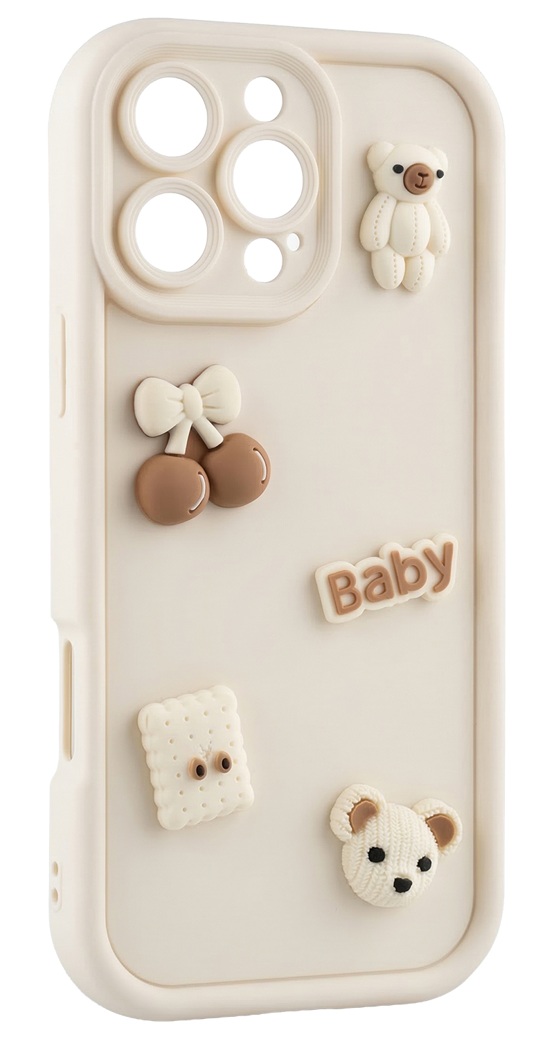 Coque pour Samsung Galaxy S25 S931, OEM, Ultra Trendy 3D Bear, Beige