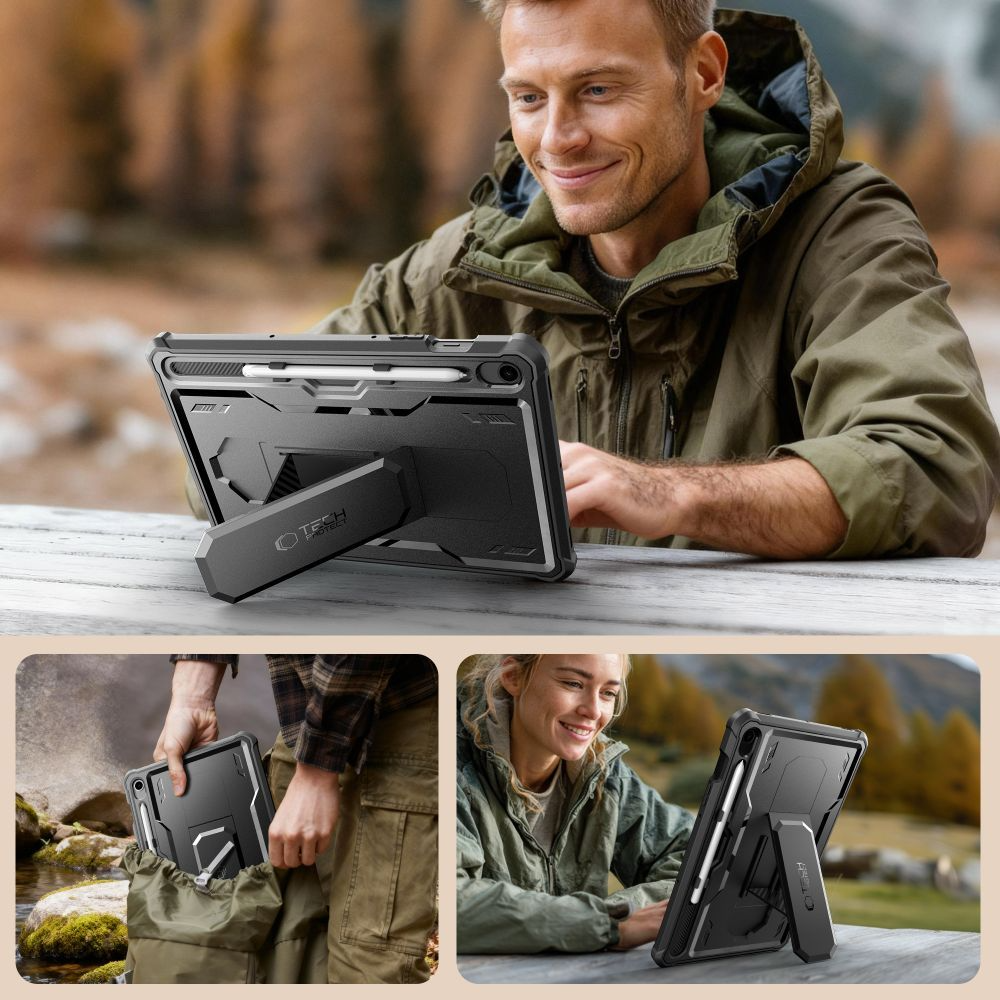 Coque pour Samsung Galaxy Tab S10 Lite / Tab S10 FE / Tab S9, Tech-Protect, Kevlar Pro, Noire