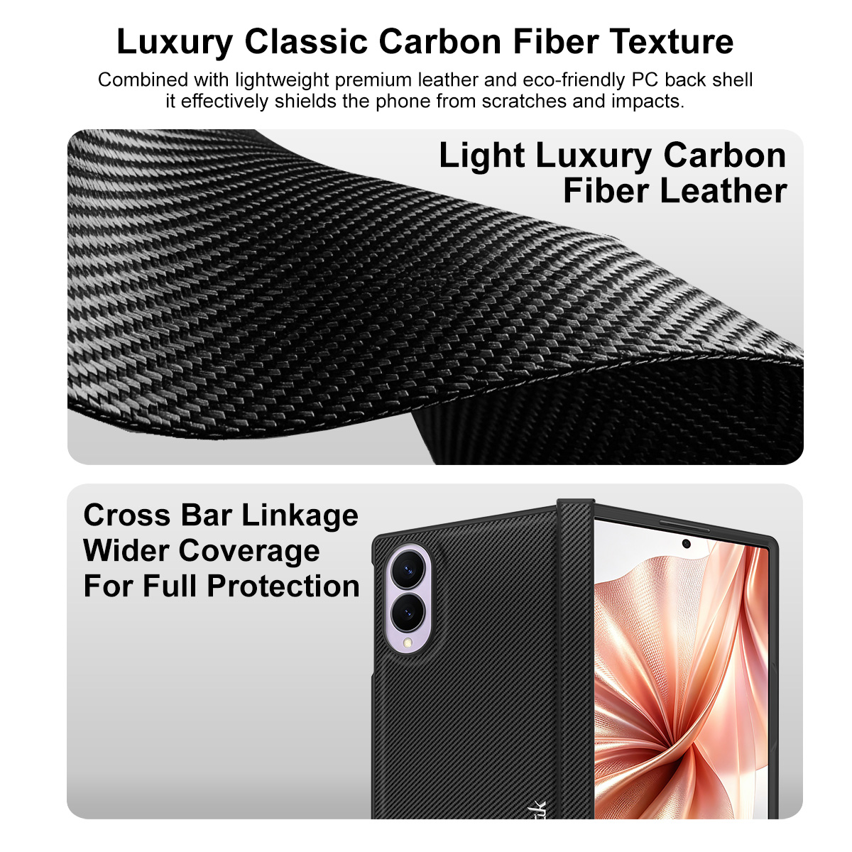 Coque pour Samsung Galaxy Z Fold8 F971, Imak, Carbone, Noire