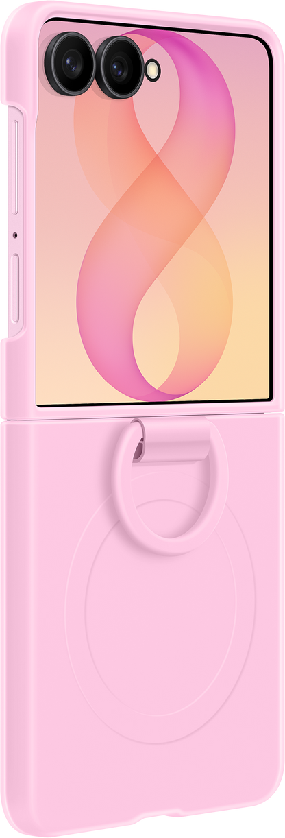 Coque pour Samsung Galaxy Z Flip8 F776, Silicone Ring Magnet, Rose EF-EF776CVEGWW