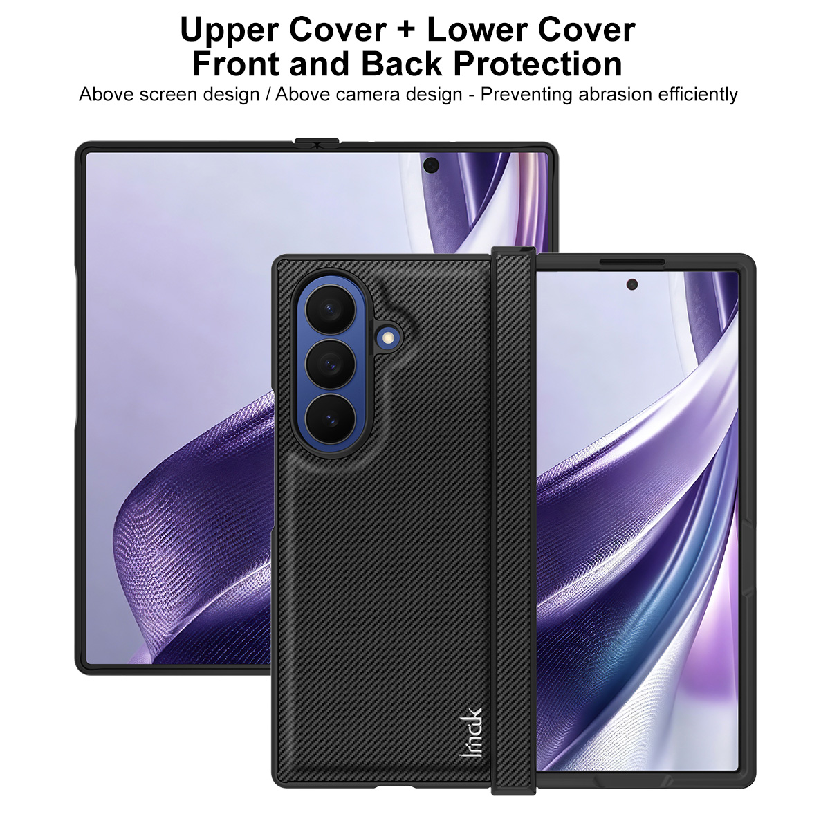 Coque pour Samsung Galaxy Z Fold8 Ultra F976, Imak, Carbone, Noire