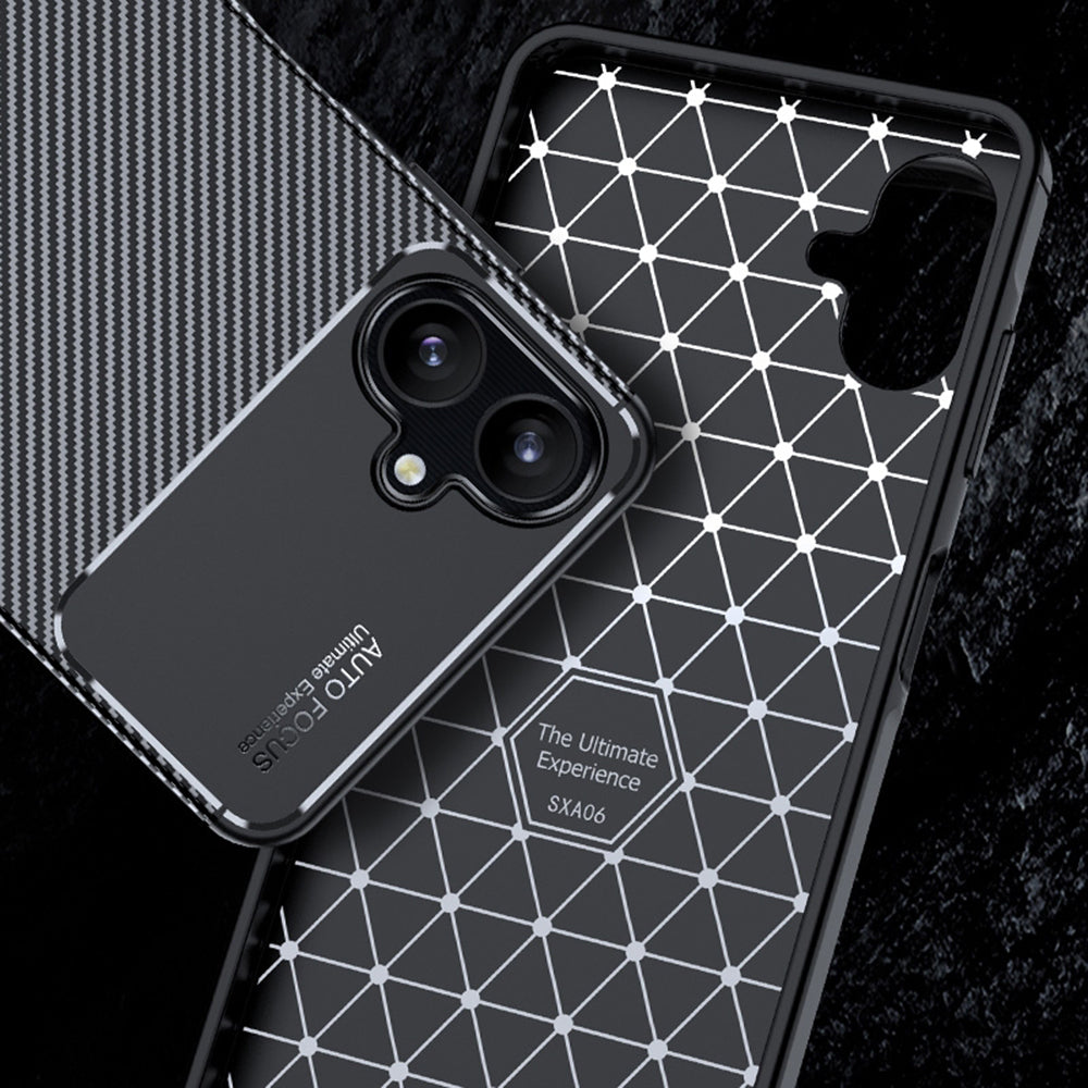 Coque pour Samsung Galaxy A06 A065, Techsuit, Fibre de carbone, Noire