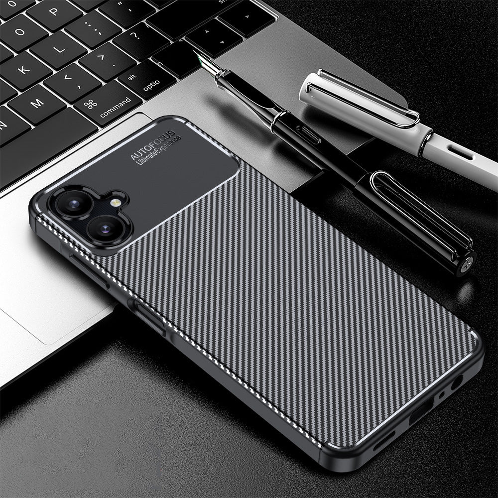 Coque pour Samsung Galaxy A06 A065, Techsuit, Fibre de carbone, Noire
