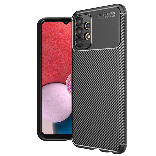 Coque pour Samsung Galaxy A13 A135, Techsuit, Fibre de carbone, Noire