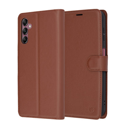 Coque pour Samsung Galaxy A14 A145 / A14 5G A146, Techsuit, Folio en cuir, Marron