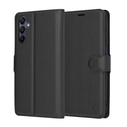 Coque pour Samsung Galaxy A15 5G A156 / A15 A155, Techsuit, Folio en cuir, Noire