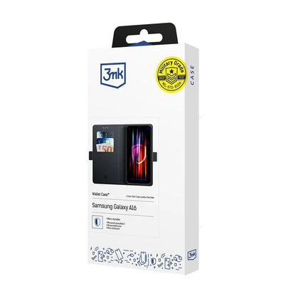 Coque pour Samsung Galaxy A16 5G A166 / A16 4G A165, 3MK, Portefeuille, Noire