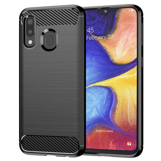 Coque pour Samsung Galaxy A20e A202, Techsuit, Carbone, Noire