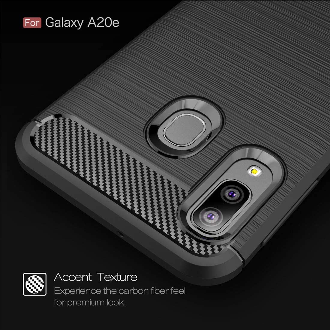Coque pour Samsung Galaxy A20e A202, Techsuit, Carbone, Noire