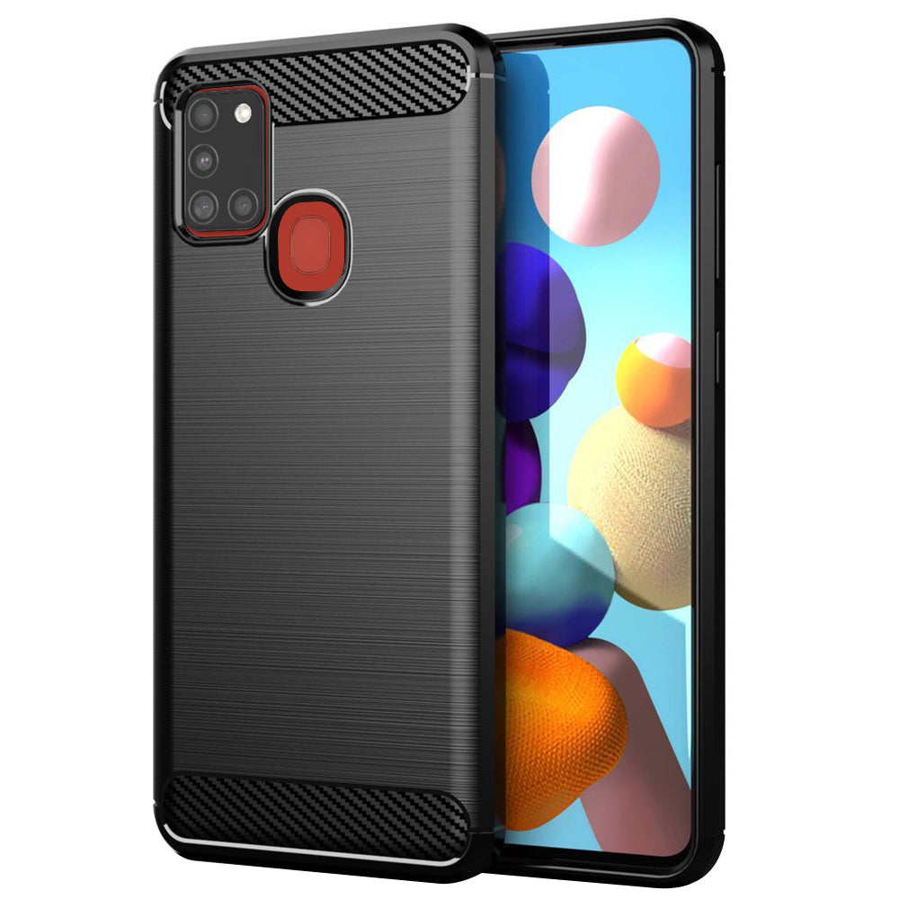 Coque pour Samsung Galaxy A21s A217, Techsuit, Carbone, Noire