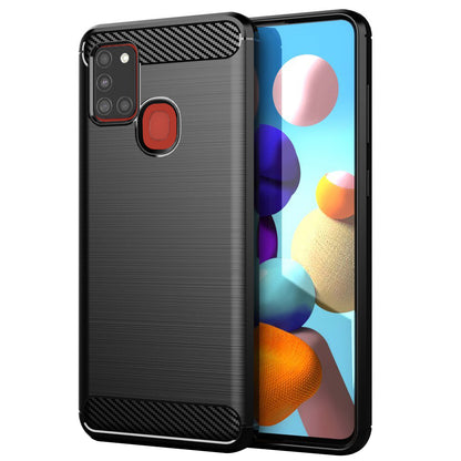 Coque pour Samsung Galaxy A21s A217, Techsuit, Carbone, Noire